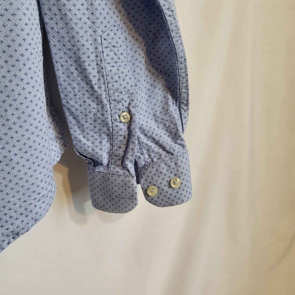 Zara Man slim cotton button down long sleeve collar  blue M medium pre-owned - Picture 4 of 8